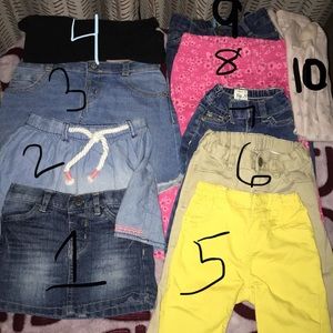 All different sizes pants and skirts for girls